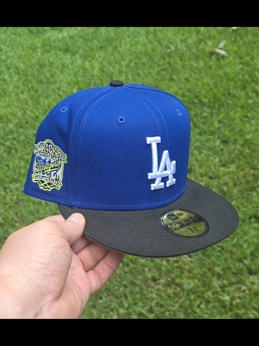 RARE*LOS ANGELES DODGERS|New Era 59FIFTY|Blue/Black/Cyber Green|Size 7 3/4